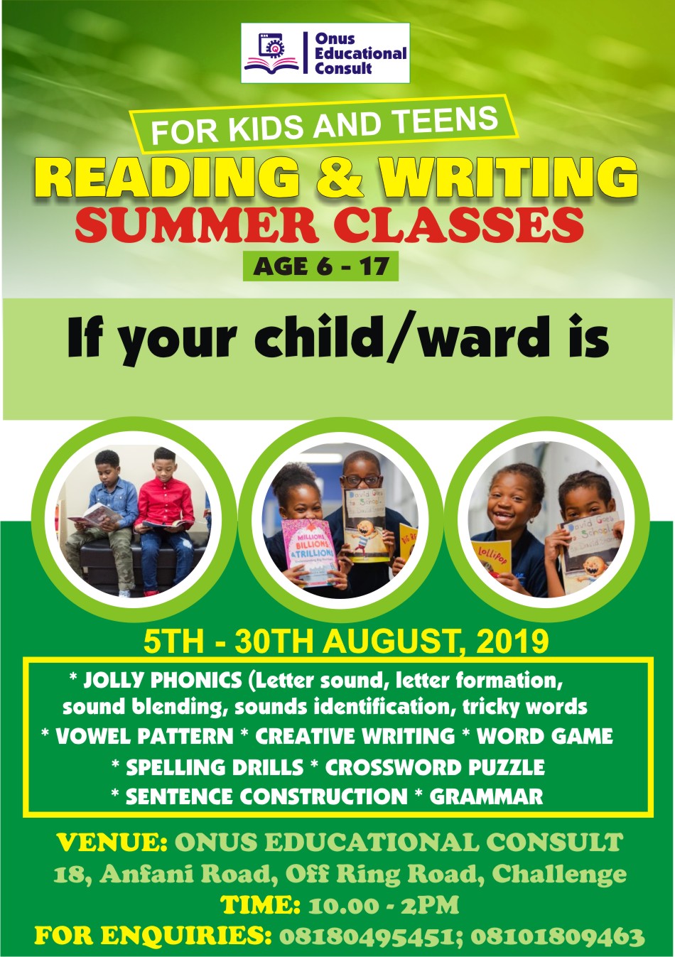 Summer Reading and Writing class in Ibadan