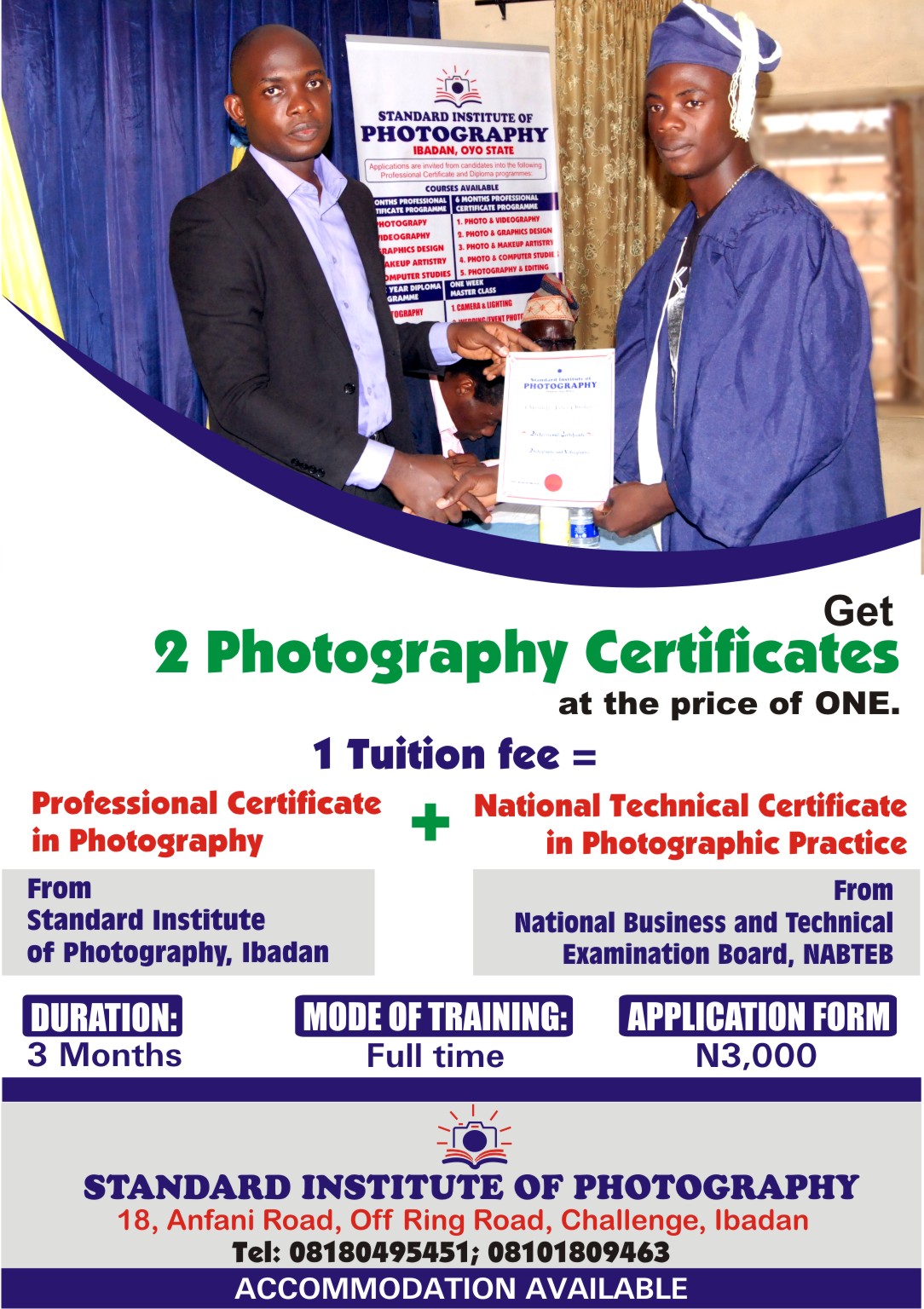 Standard two Photography certificates flier.